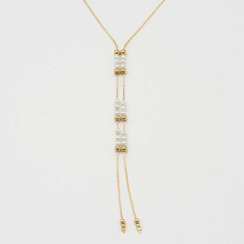 LARA ADJUSTABLE PEARL BEADS NECKLACE