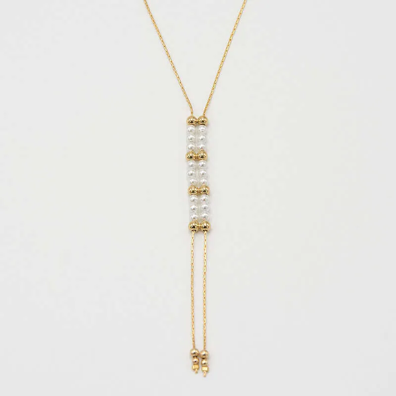 LARA ADJUSTABLE PEARL BEADS NECKLACE