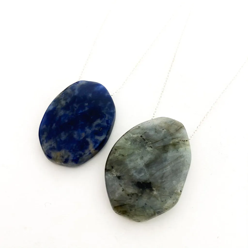 Large Smooth Oval Stone Necklaces