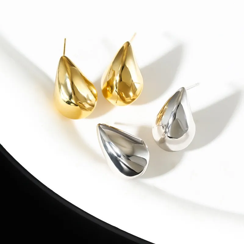 Large Teardrop Sleek Chic Earrings - Gold/Silver