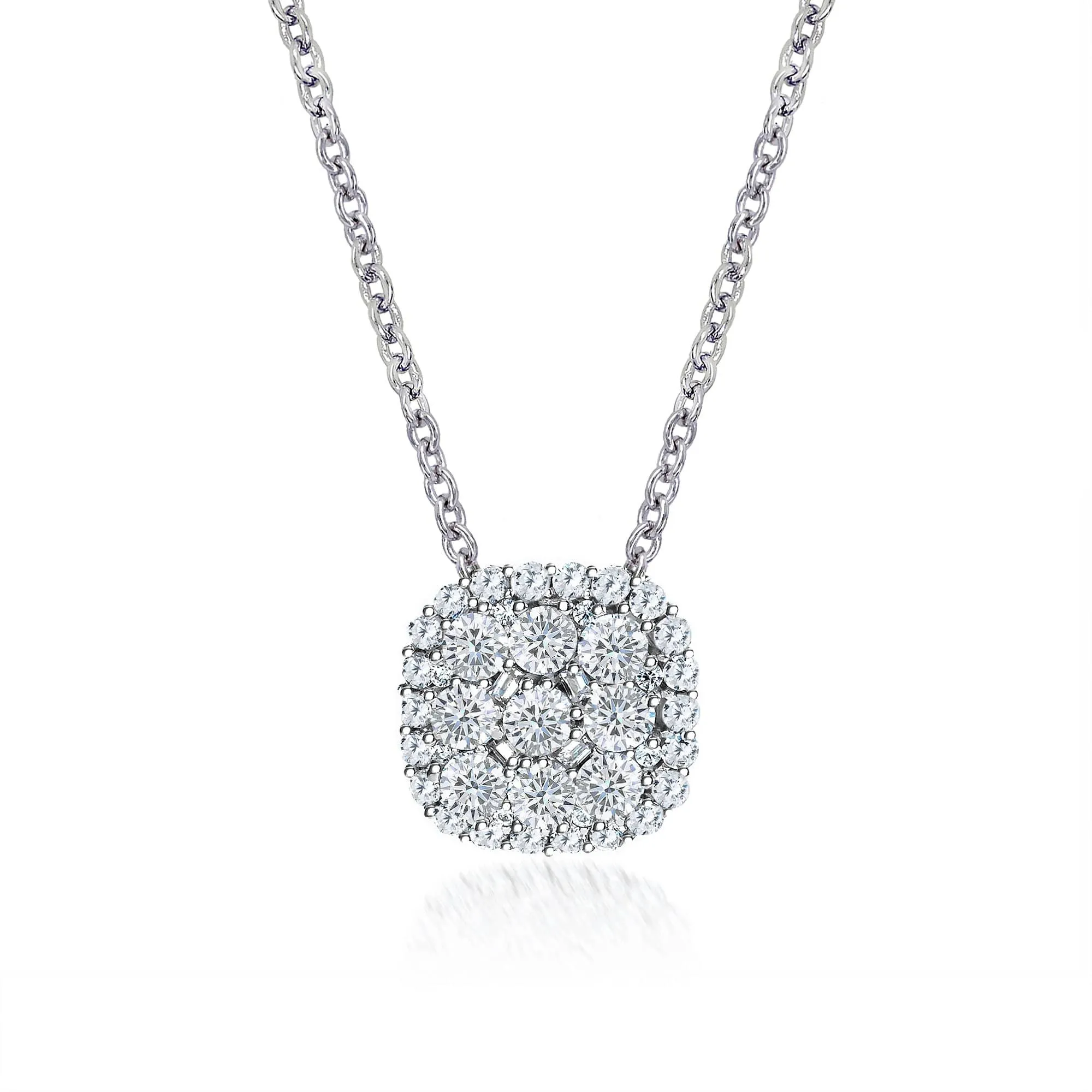 Layered Cushion Necklace Sterling Silver