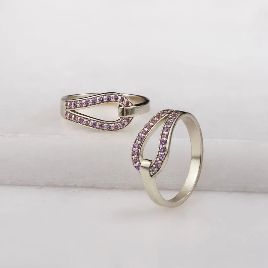 Levade - Violet Moissanite Stones and Sterling Silver Horseshoe Necklace