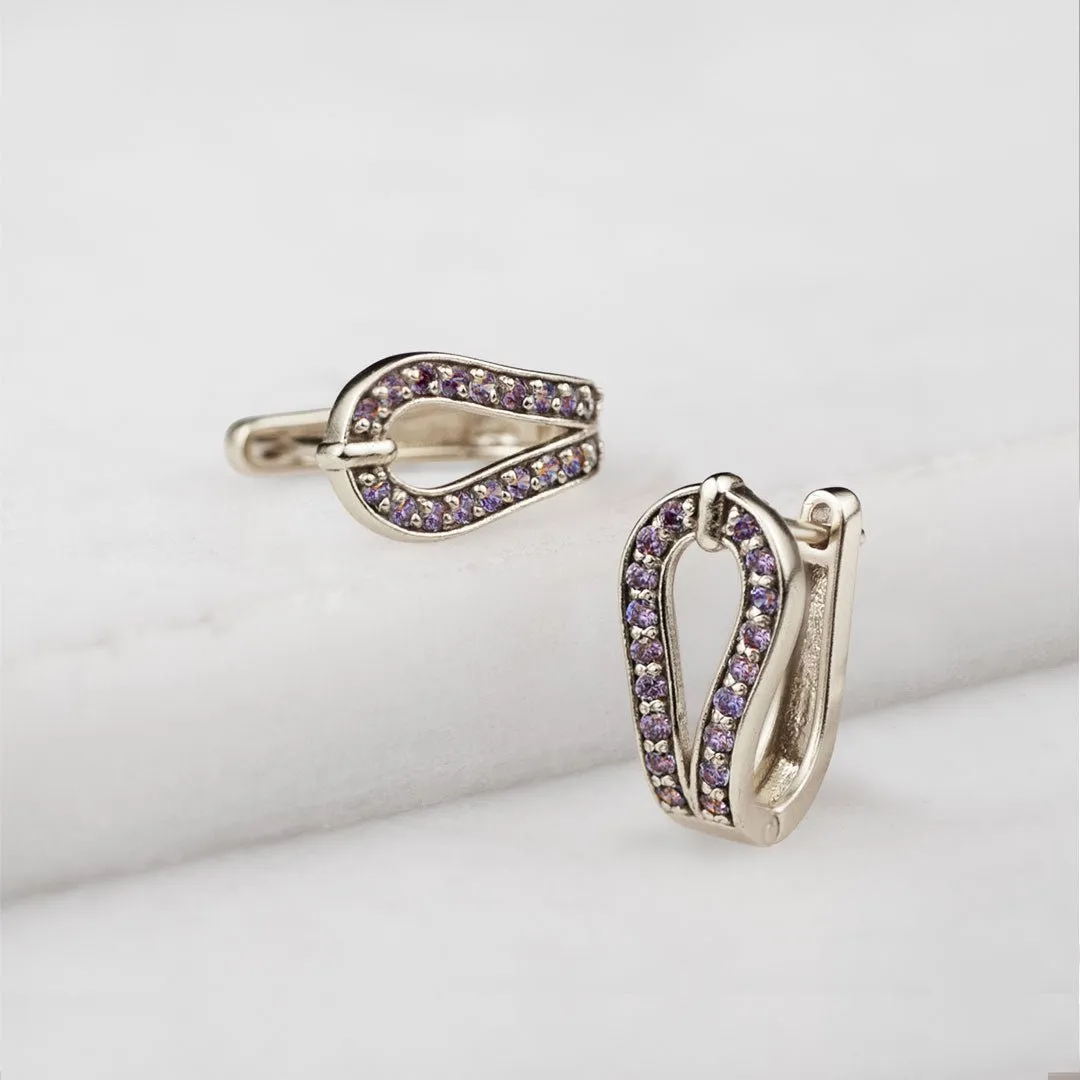 Levade - Violet Moissanite Stones and Sterling Silver Horseshoe Necklace