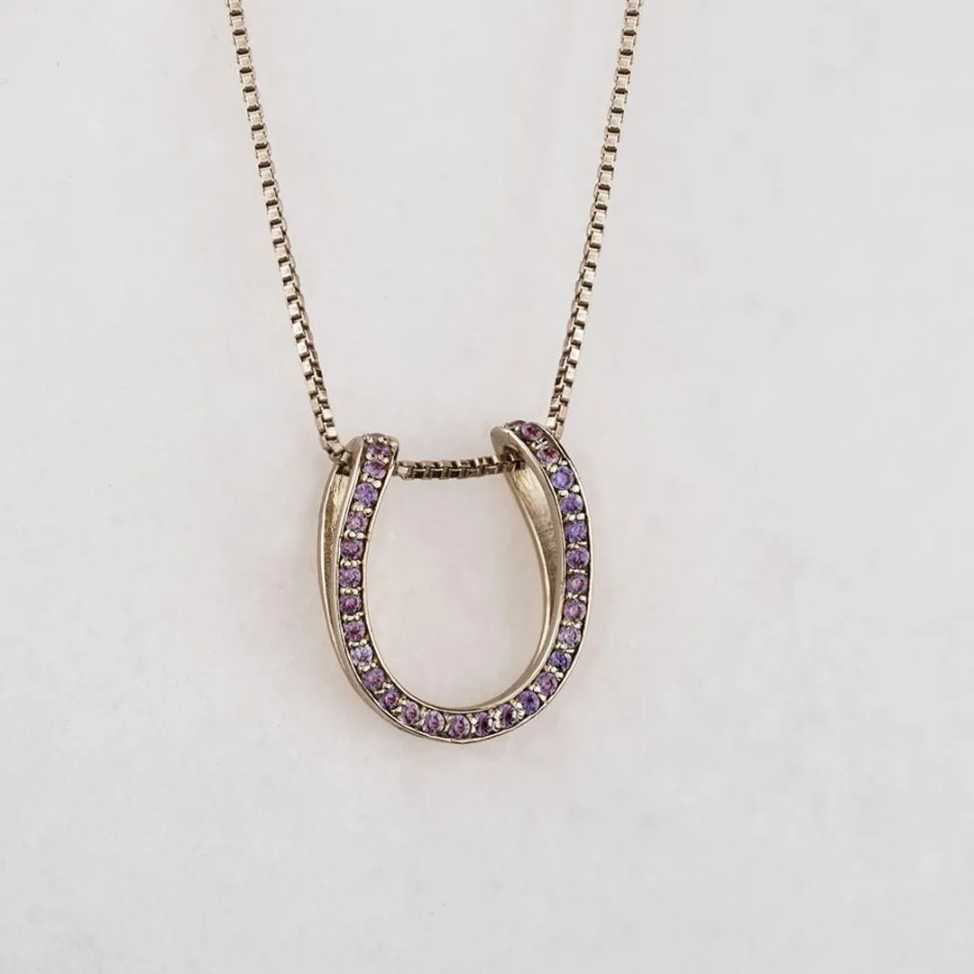 Levade - Violet Moissanite Stones and Sterling Silver Horseshoe Necklace