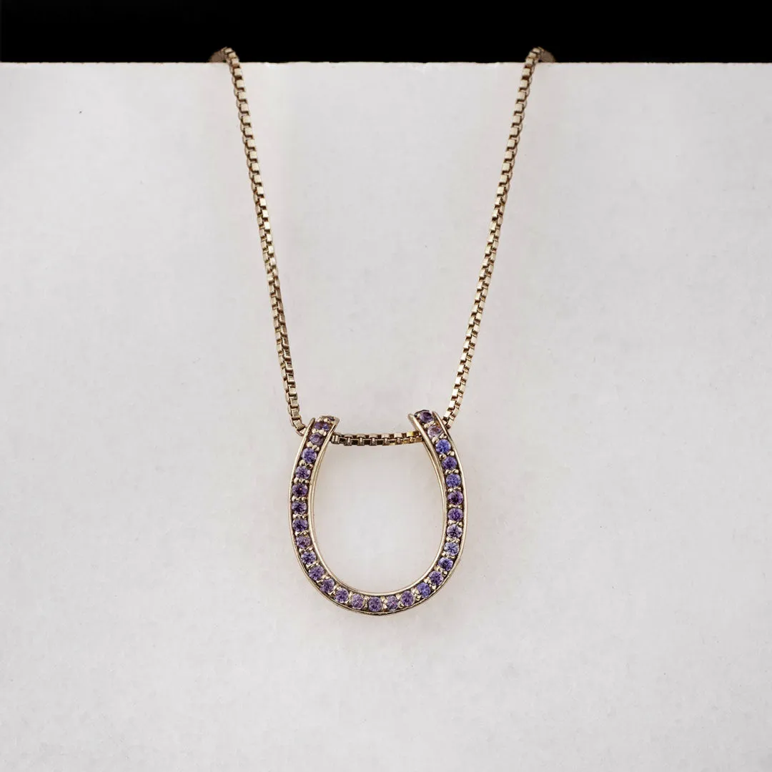 Levade - Violet Moissanite Stones and Sterling Silver Horseshoe Necklace
