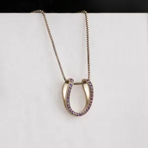Levade - Violet Moissanite Stones and Sterling Silver Horseshoe Necklace