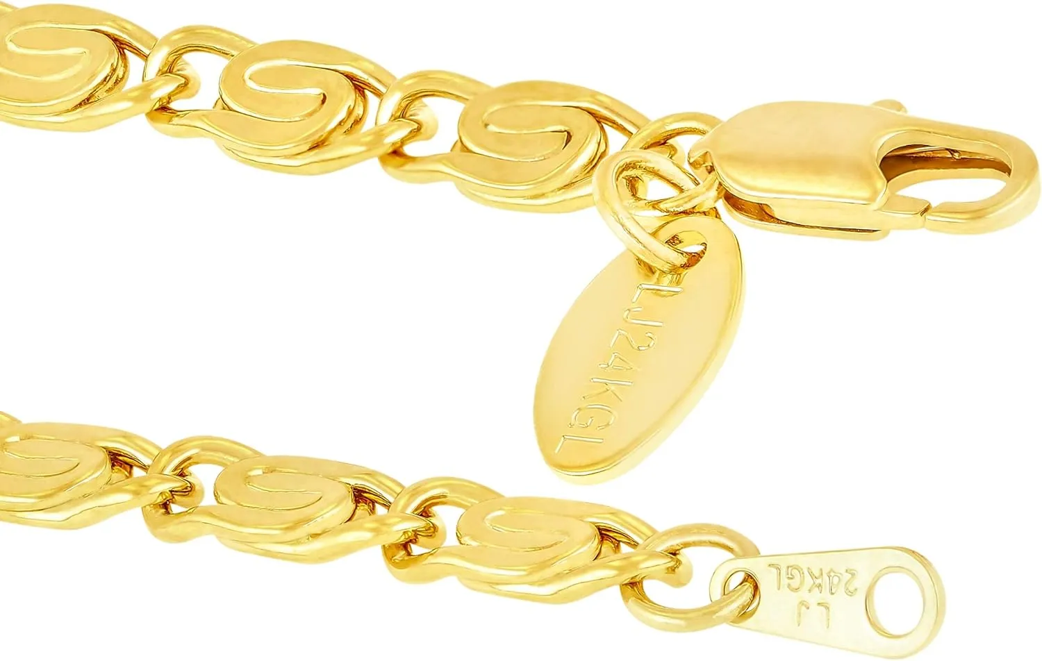 LIFETIME JEWELRY Womens Gold Anklet 24k Gold Plated Diamond Cut Scroll Ankle Bracelet