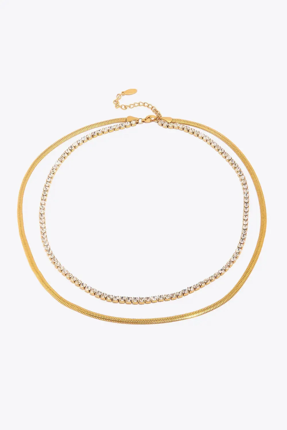 LOVCIA Double-Layered Inlaid Zircon Stainless Steel Necklace