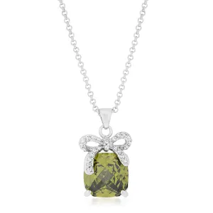 LOVCIA Elegant Olivine Cubic Zirconia Pendant with Bow Design