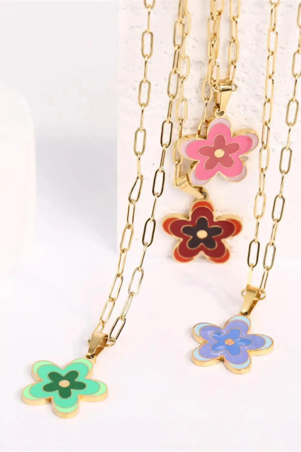 LOVCIA Flower Pendant Stainless Steel Necklace