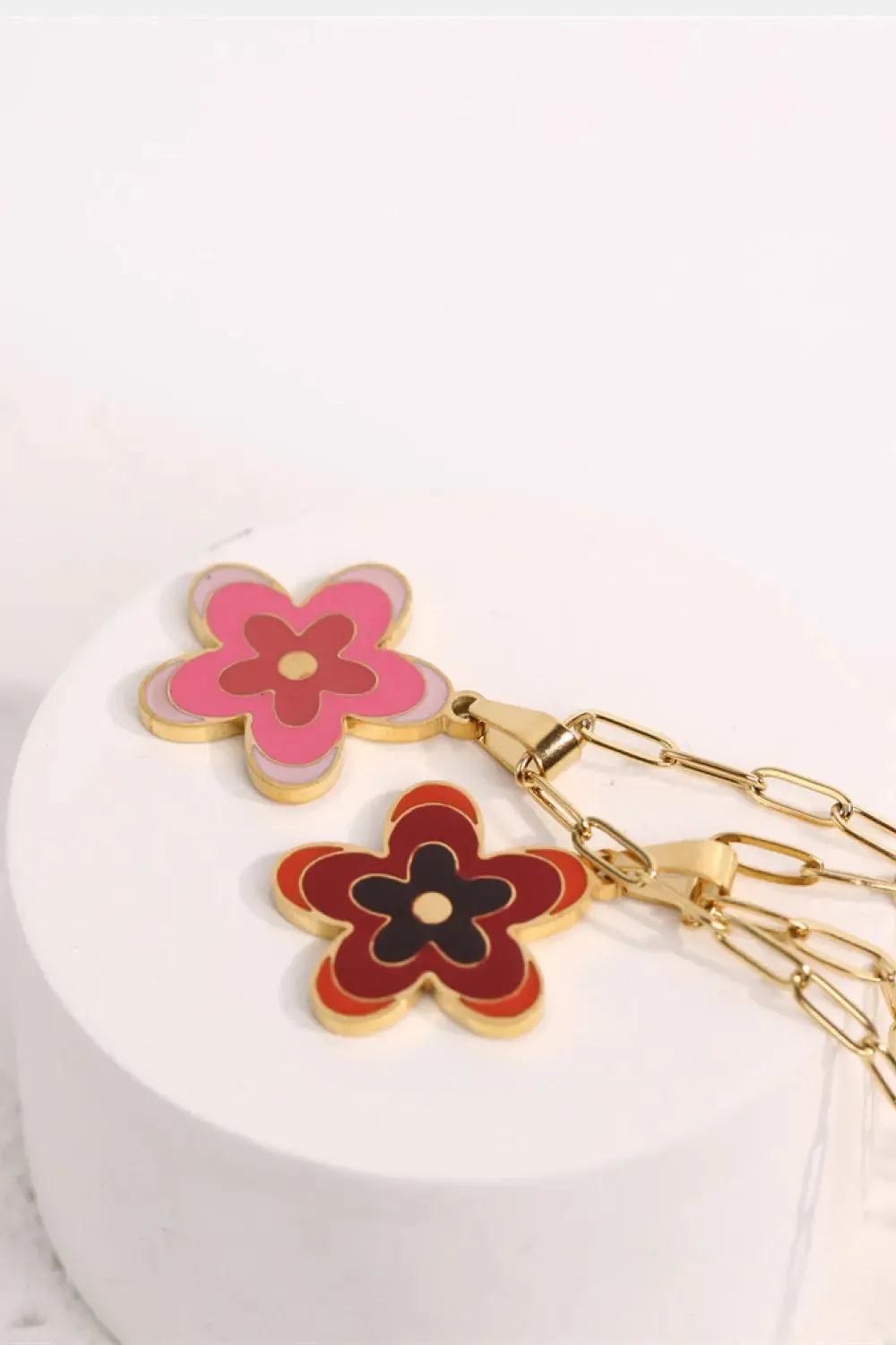 LOVCIA Flower Pendant Stainless Steel Necklace
