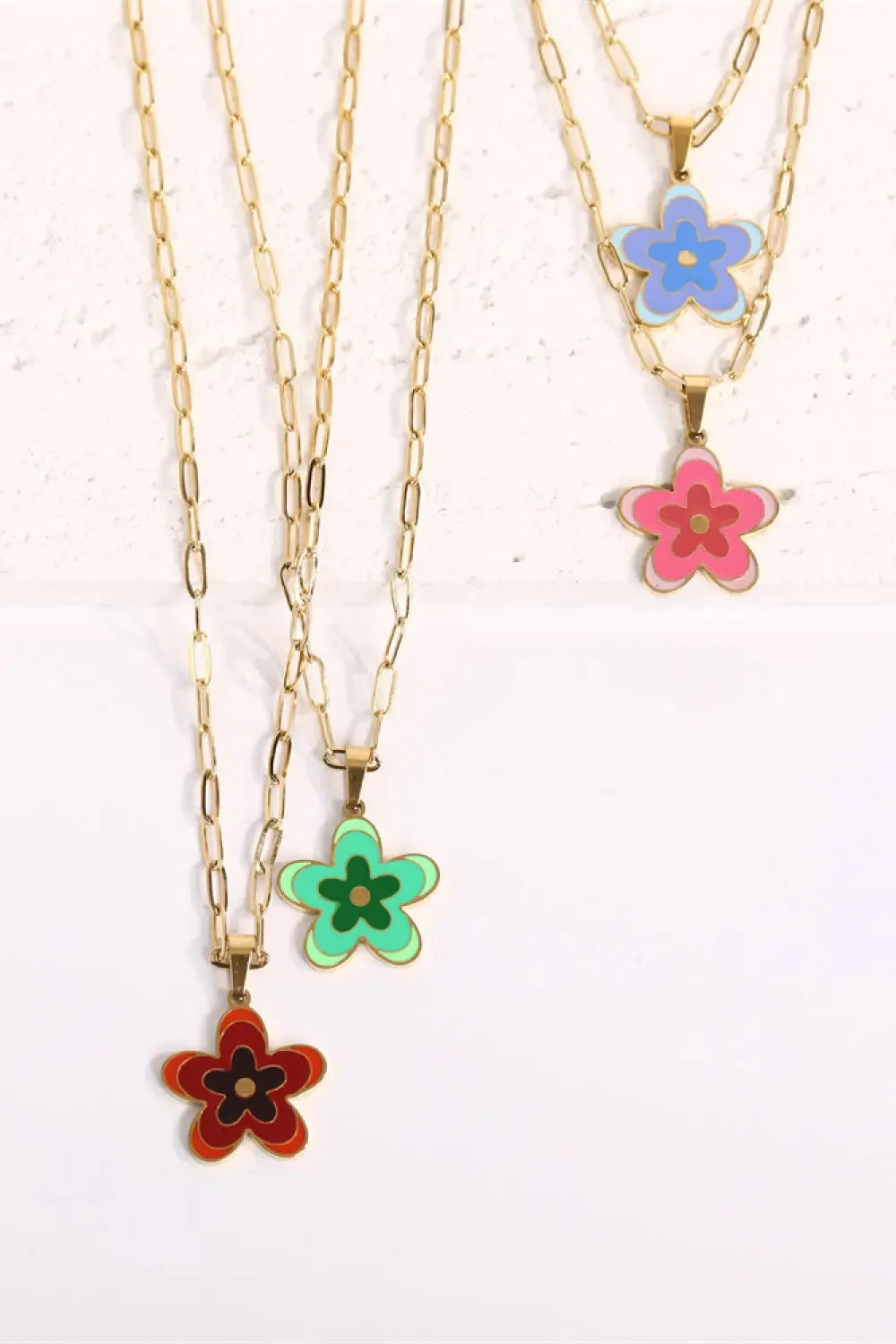 LOVCIA Flower Pendant Stainless Steel Necklace