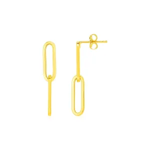 LOVCIA Luxury Classic 14K Yellow Gold Paperclip Link Drop Earrings