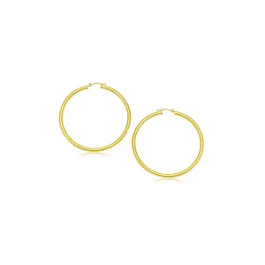 LOVCIA Luxury Dazzling 14k Gold Hoop Earrings with Snap Lock Clasp (15mm)