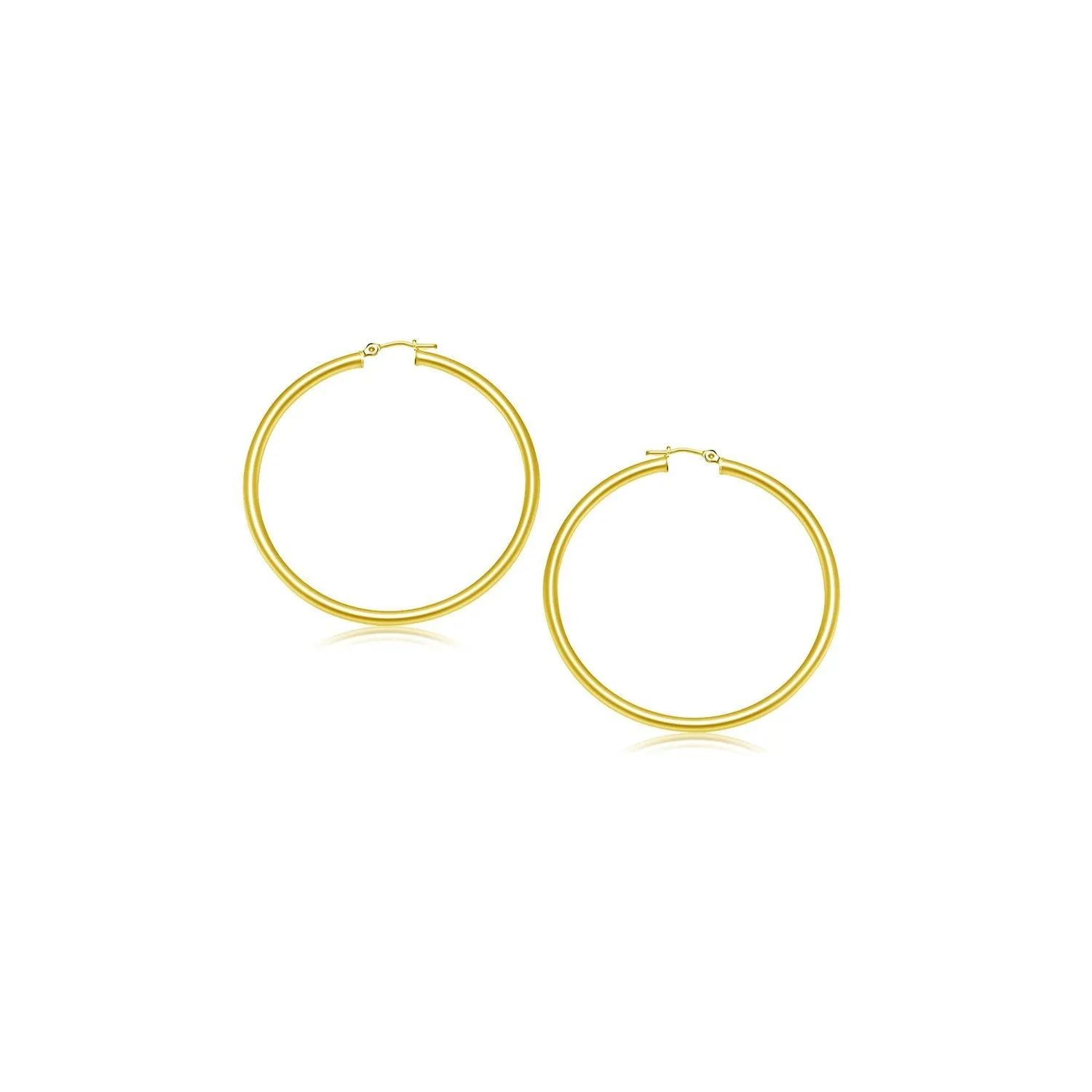 LOVCIA Luxury Dazzling 14k Gold Hoop Earrings with Snap Lock Clasp (15mm)