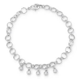 LOVCIA Rhodium-Plated Bracelet with 0.55 Ct CZ Charms and Stylish Chain Links
