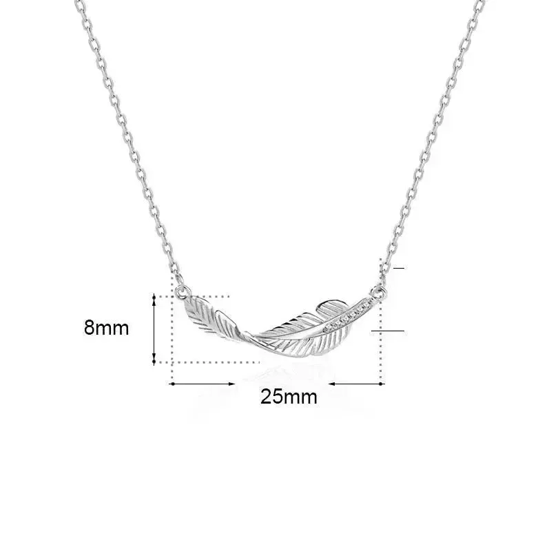 LOVCIA Simple Twisted Feather CZ 925 Sterling Silver Necklace