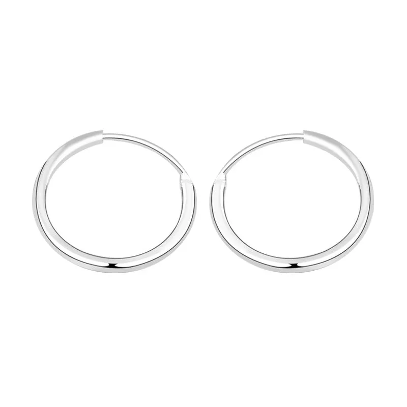 LOVCIA Sleek Mini Circle 925 Sterling Silver Rhodium-Plated Hoop Earrings for Women