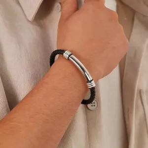 LOVCIA Stainless Steel and Synthetic Leather Magnetic Buckle Bracelet for Men - Stylish and Durable Wristband