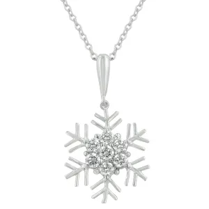 LOVCIA Winter Snowflake Rhodium-Plated CZ Necklace