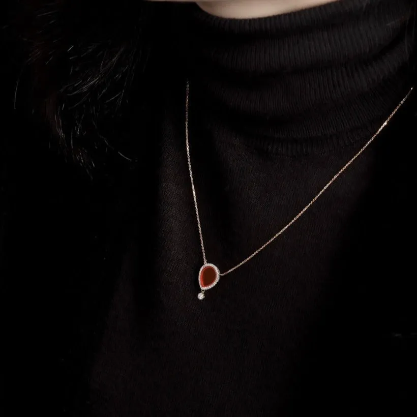 LOVE NO.12 CARNELIAN DIAMOND NECKLACE