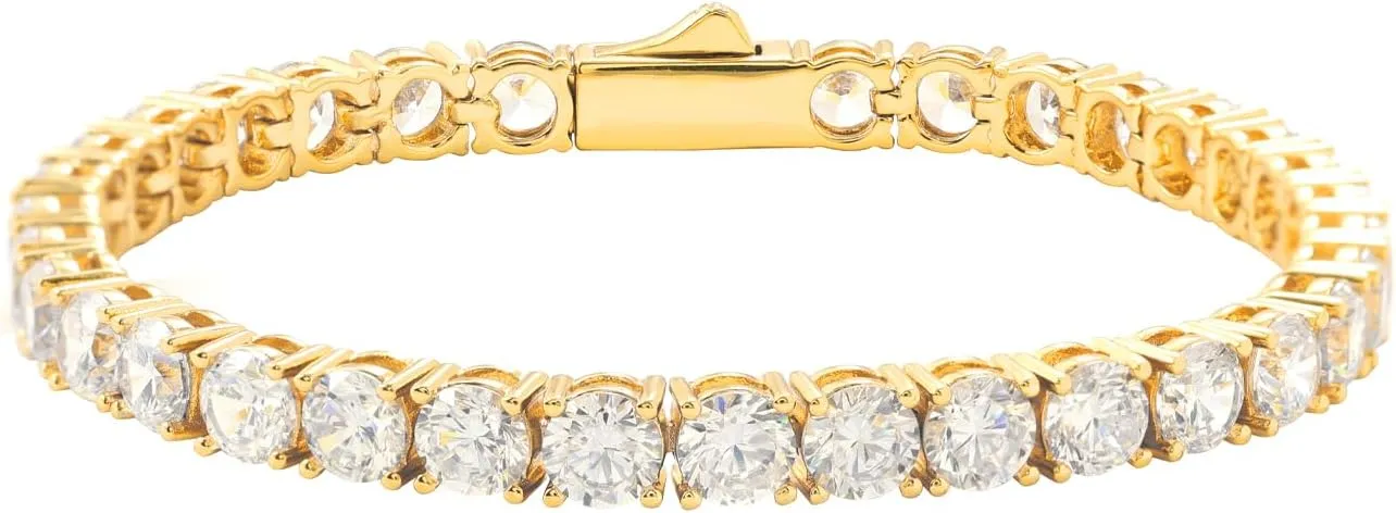 Lulu Mel 18K Gold Plated Tennis Bracelet for Women Men, 3/4/5mm Iced Out 5A Cubic Zirconia Classic Tennis Chain Bracelets 7 Inches 8 Inches, Diamond Tennis Bracelet Lady Fashion Jewelry