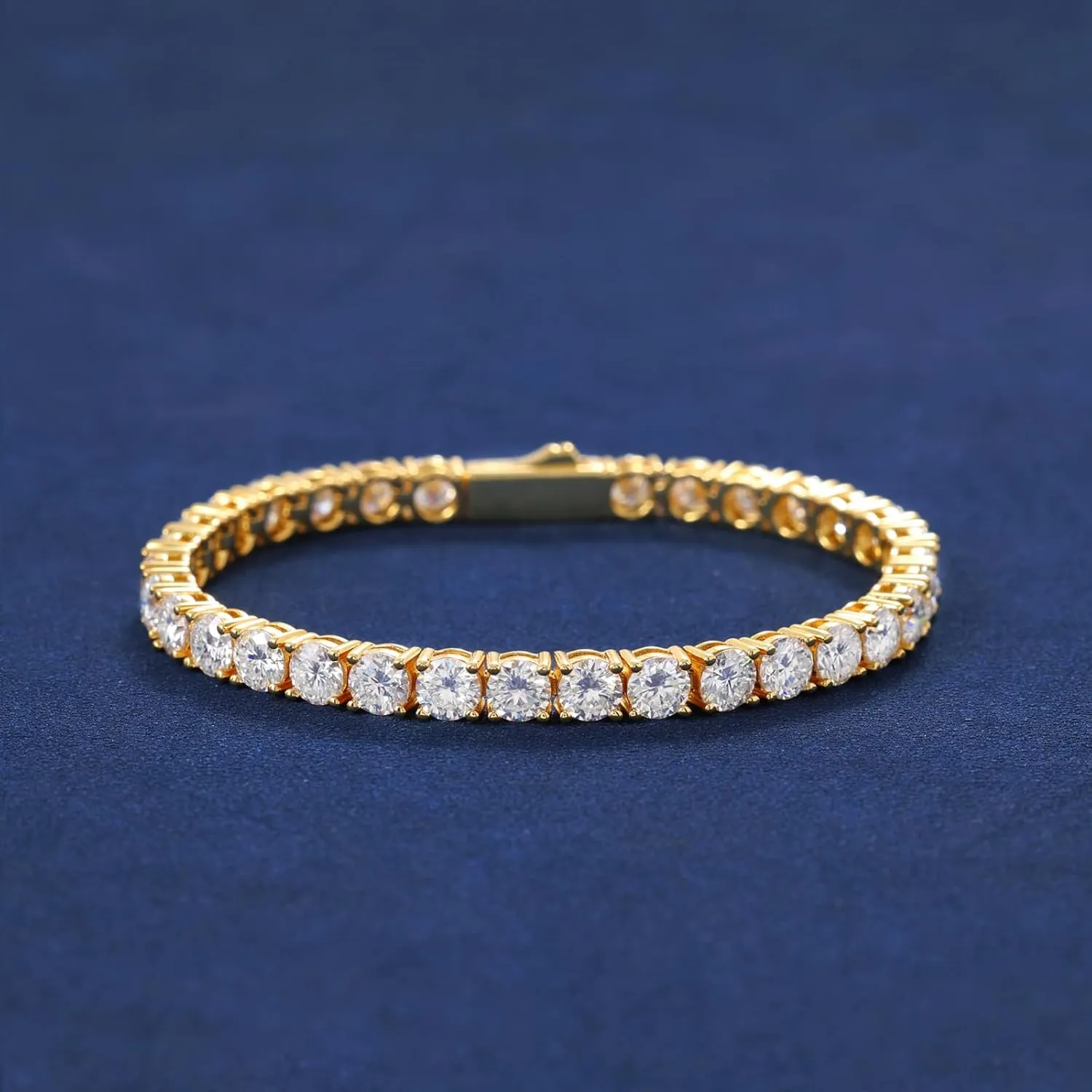 Lulu Mel 18K Gold Plated Tennis Bracelet for Women Men, 3/4/5mm Iced Out 5A Cubic Zirconia Classic Tennis Chain Bracelets 7 Inches 8 Inches, Diamond Tennis Bracelet Lady Fashion Jewelry