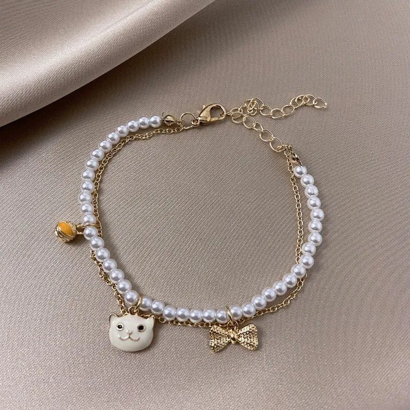Luxury Baroque Pearl Bracelet Bee Pendant For Women Jewelry