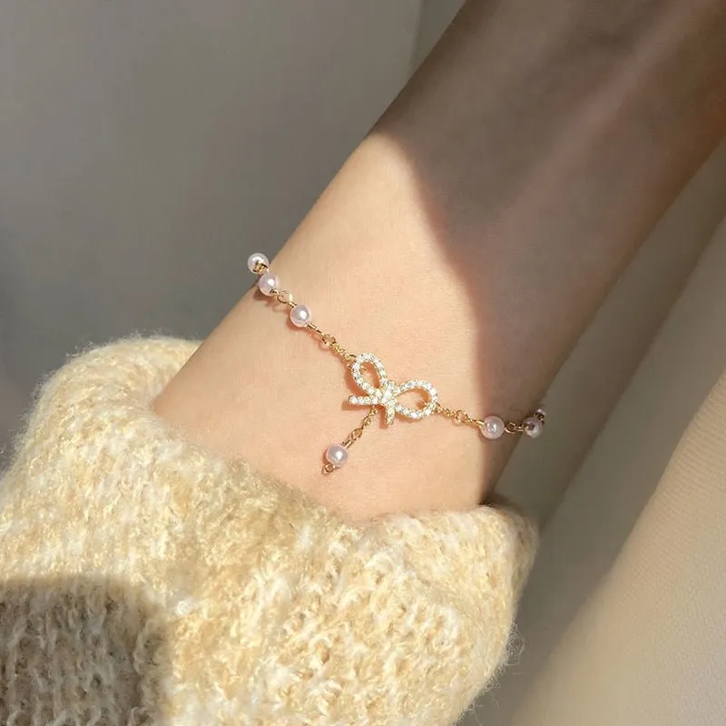Luxury Baroque Pearl Bracelet Bee Pendant For Women Jewelry