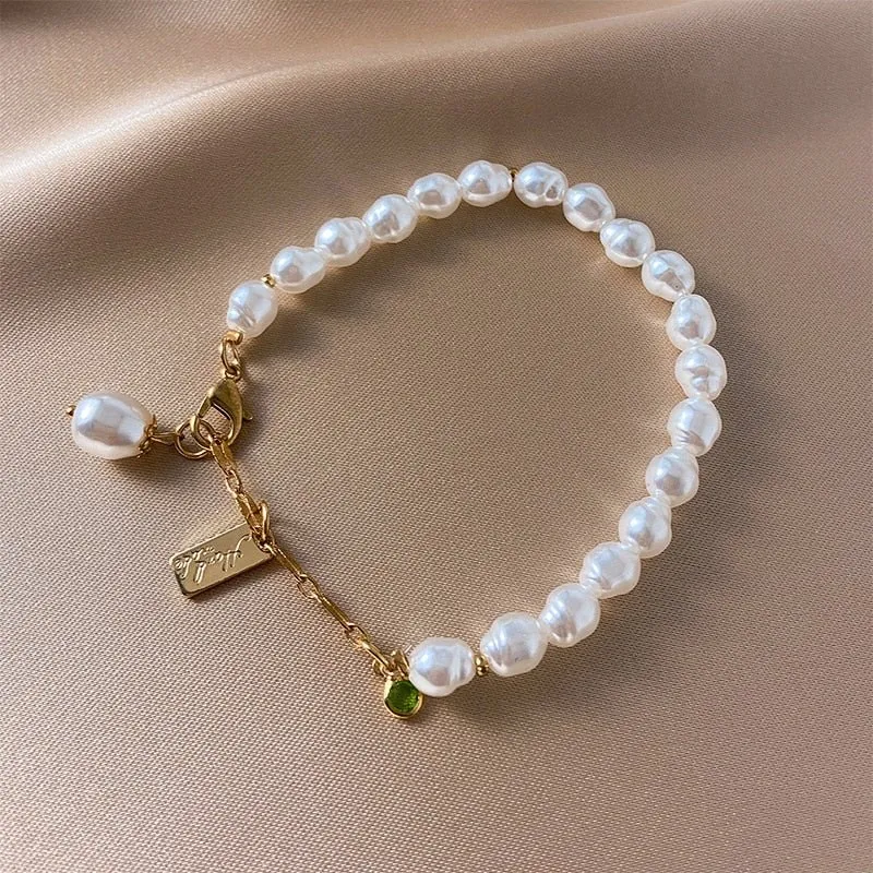 Luxury Baroque Pearl Bracelet Bee Pendant For Women Jewelry