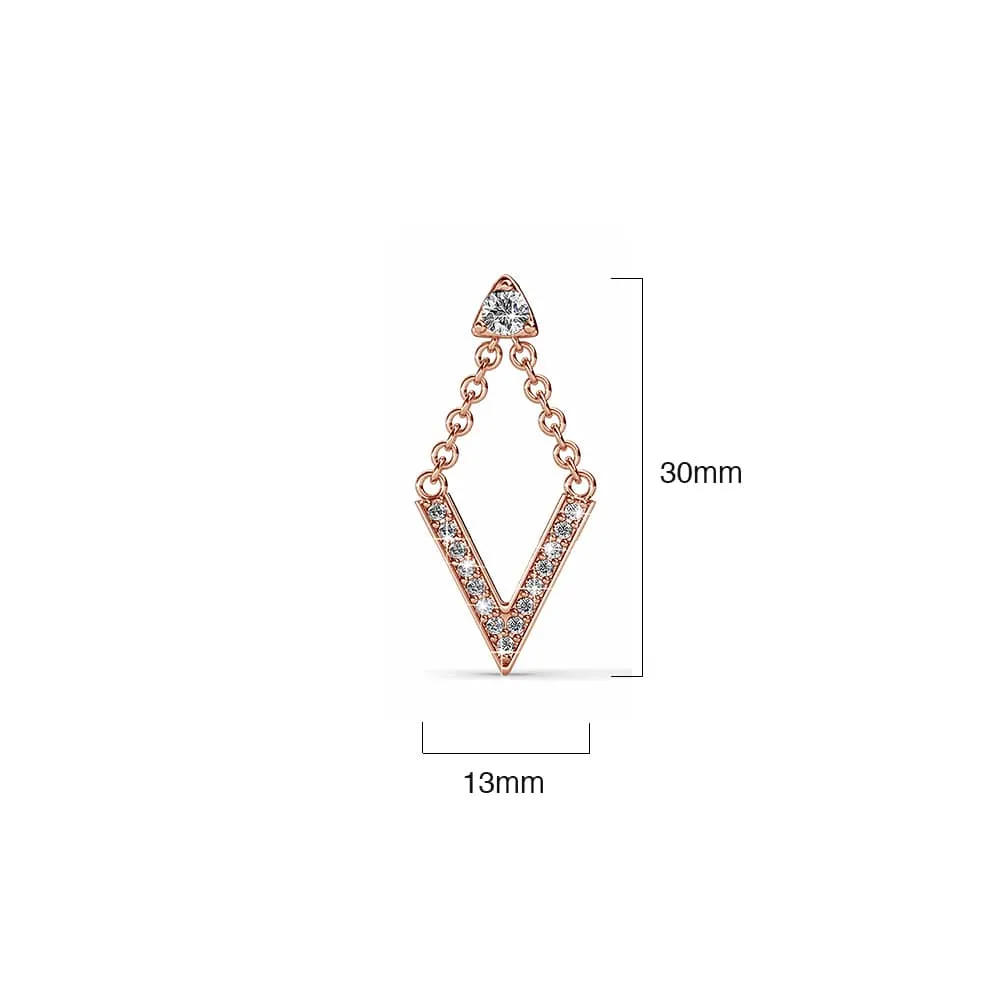 Luxury V Shaped Stud Earrings in Rose Gold Embellished With SWAROVSKI® Crystals