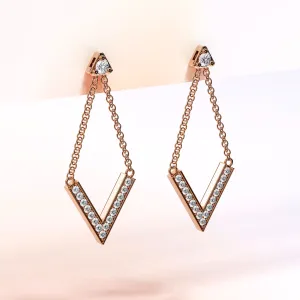 Luxury V Shaped Stud Earrings in Rose Gold Embellished With SWAROVSKI® Crystals