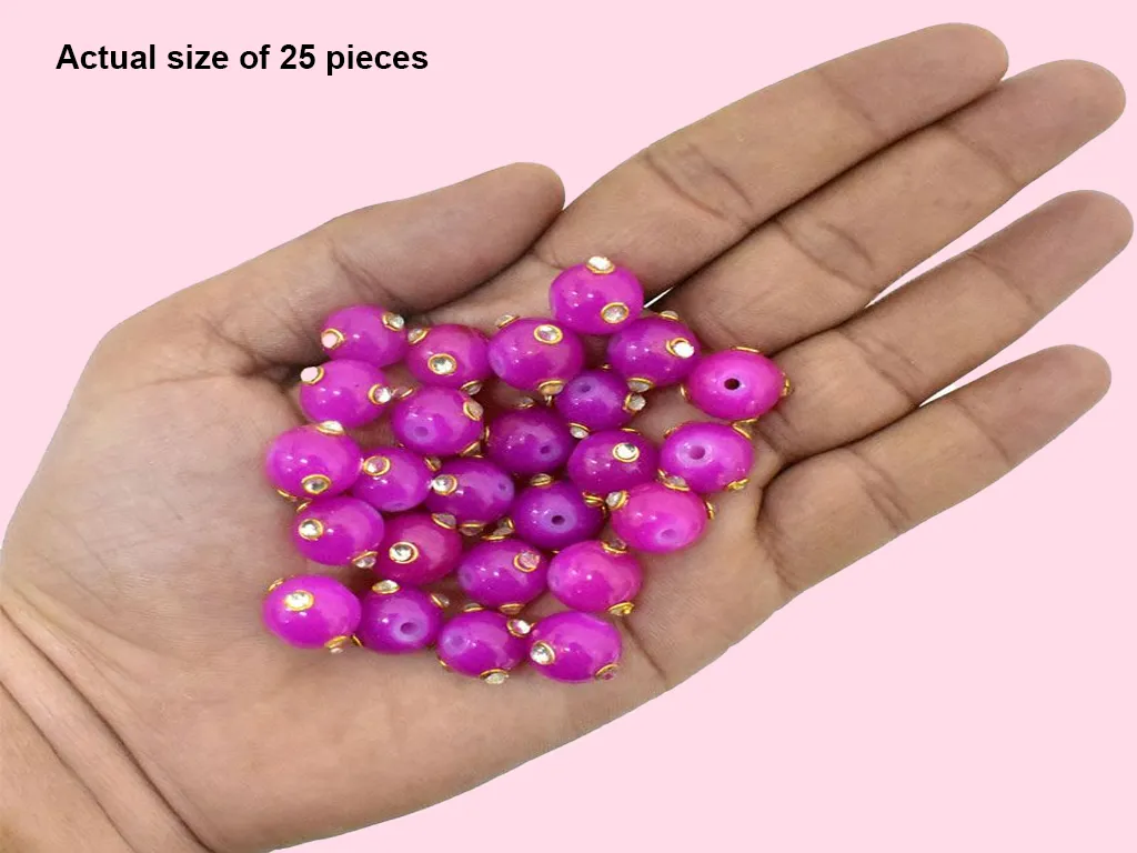 Magenta Kundan Work Beads