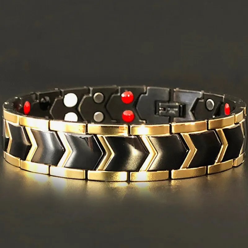 Magnetic Bracelets for Men Arthritis Relief Pain Health Double Row 4 Elements Strong