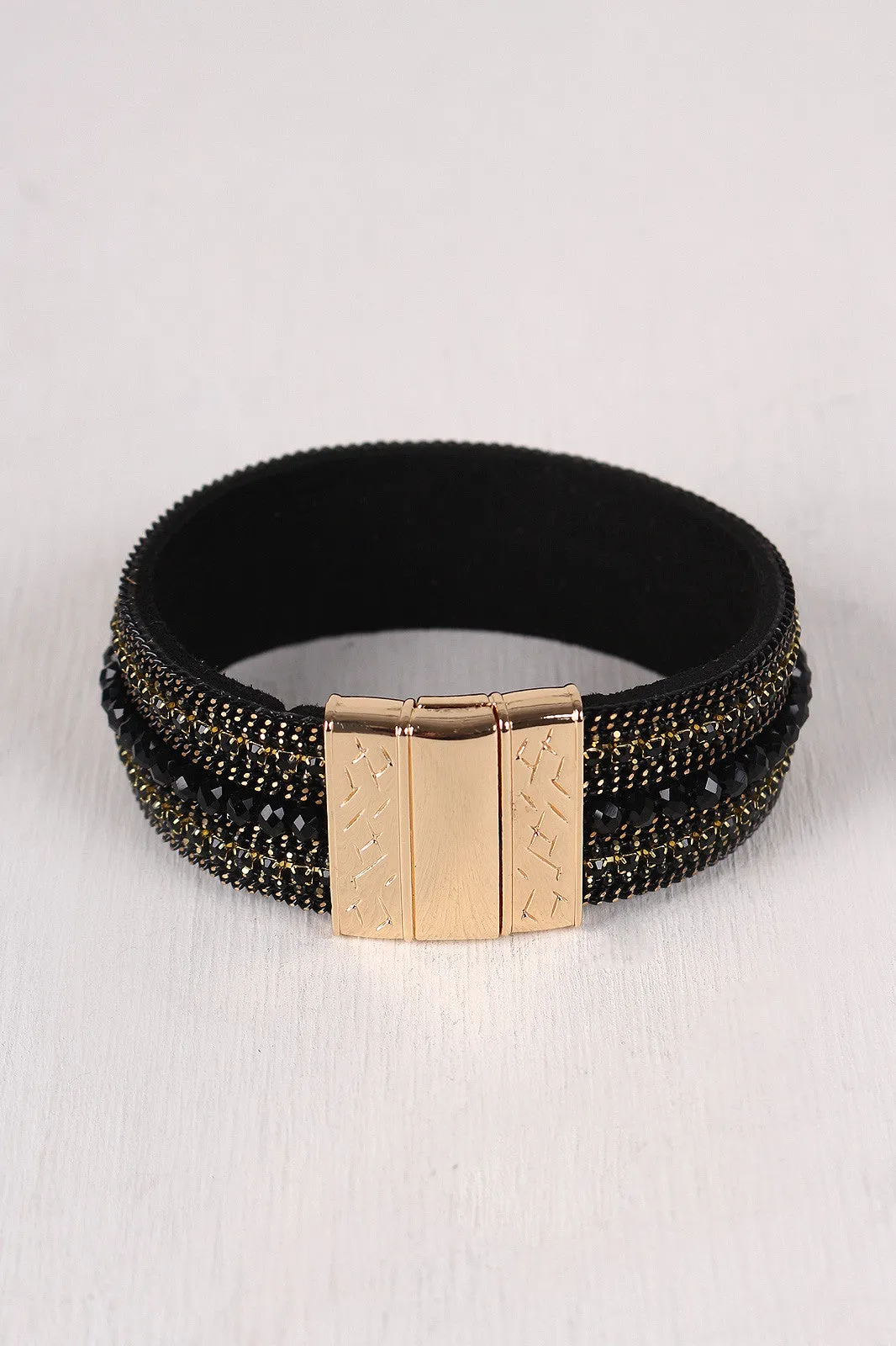 Magnetic Vegan Suede Embellished Cuff