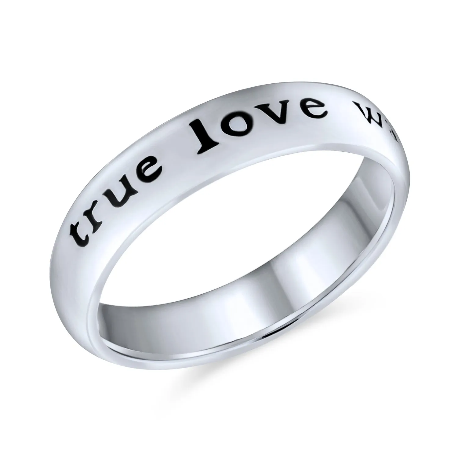 Mantra True Love Waits Purity Promise Silver Ring Band Sterling