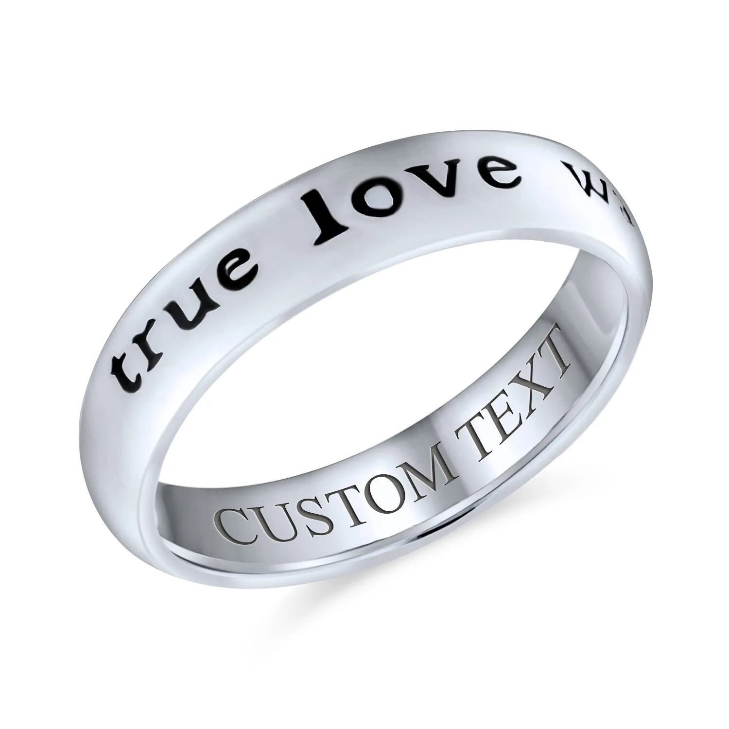 Mantra True Love Waits Purity Promise Silver Ring Band Sterling