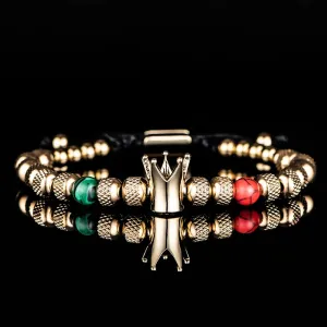Men Stainless Steel Beads Gold Color Adjust Size Bracelet