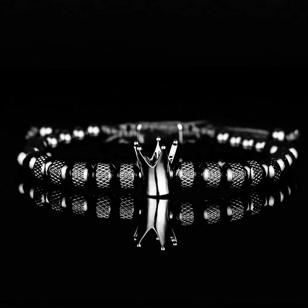 Men Stainless Steel Beads Gold Color Adjust Size Bracelet