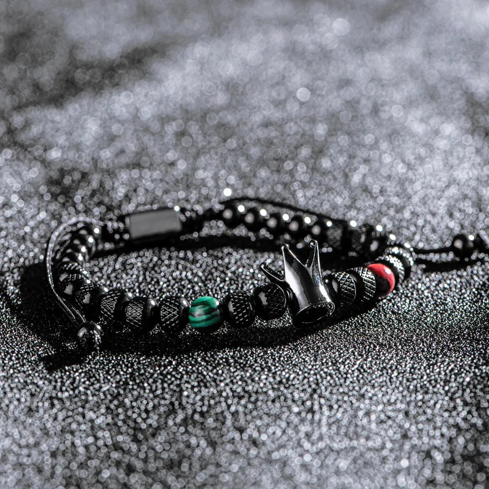 Men Stainless Steel Beads Gold Color Adjust Size Bracelet