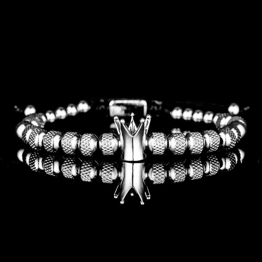 Men Stainless Steel Beads Gold Color Adjust Size Bracelet