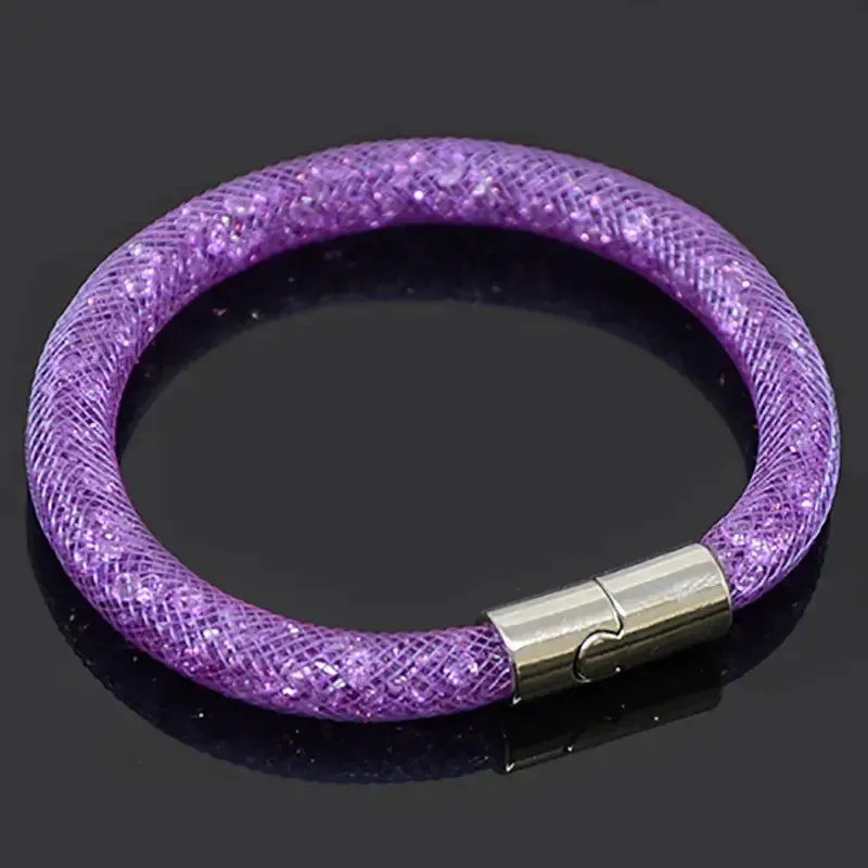 Mesh Net Bracelet For Women & Girls. Resin Crystal Fill, Magnetic Metal Clasp Jewelry