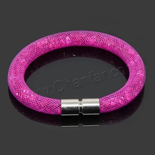 Mesh Net Bracelet For Women & Girls. Resin Crystal Fill, Magnetic Metal Clasp Jewelry