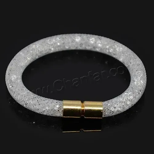 Mesh Net Bracelet For Women & Girls. Resin Crystal Fill, Magnetic Metal Clasp Jewelry
