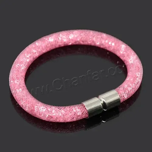 Mesh Net Bracelet For Women & Girls. Resin Crystal Fill, Magnetic Metal Clasp Jewelry