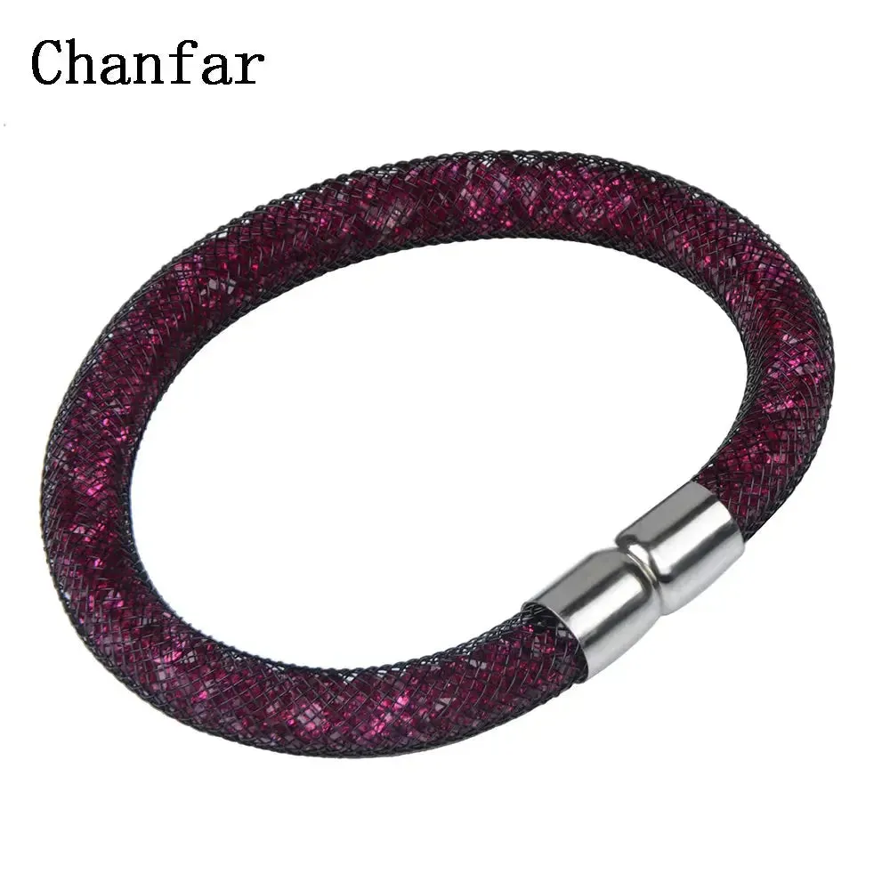 Mesh Net Bracelet For Women & Girls. Resin Crystal Fill, Magnetic Metal Clasp Jewelry