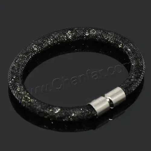 Mesh Net Bracelet For Women & Girls. Resin Crystal Fill, Magnetic Metal Clasp Jewelry