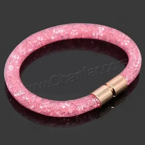 Mesh Net Bracelet For Women & Girls. Resin Crystal Fill, Magnetic Metal Clasp Jewelry