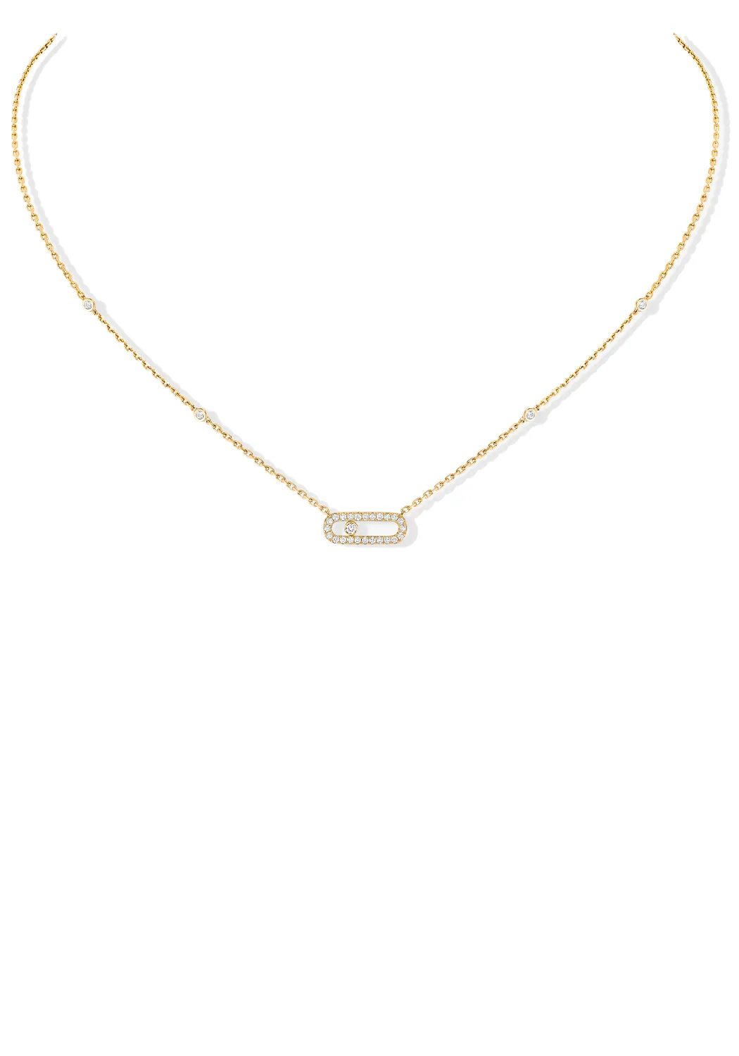 Messika Move Uno Pavé 18K Yellow Gold Diamond Necklace
