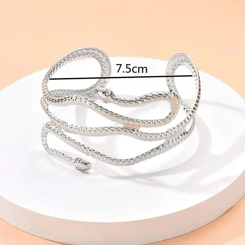 Metal Hollow Out Retro Geometric Pattern Bohemian Snake Pendants Charm Upper Bracelet Arm Chain - Body Jewellery